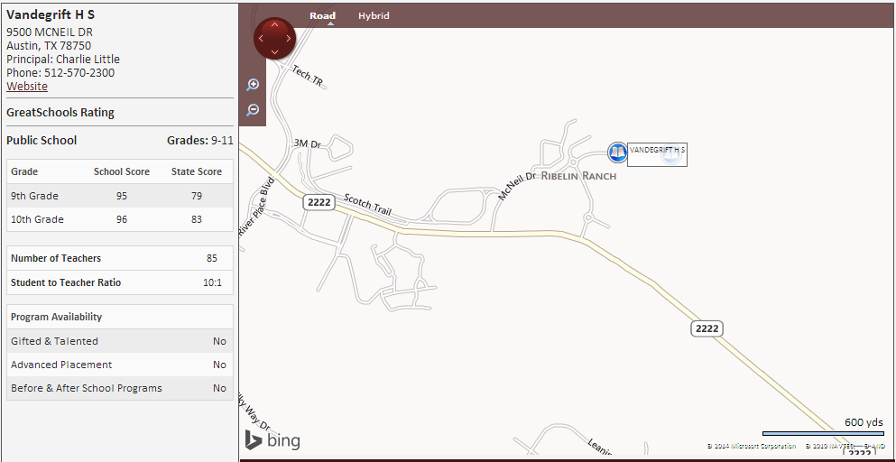 Homes near Vandegrift High School in Austin Texas